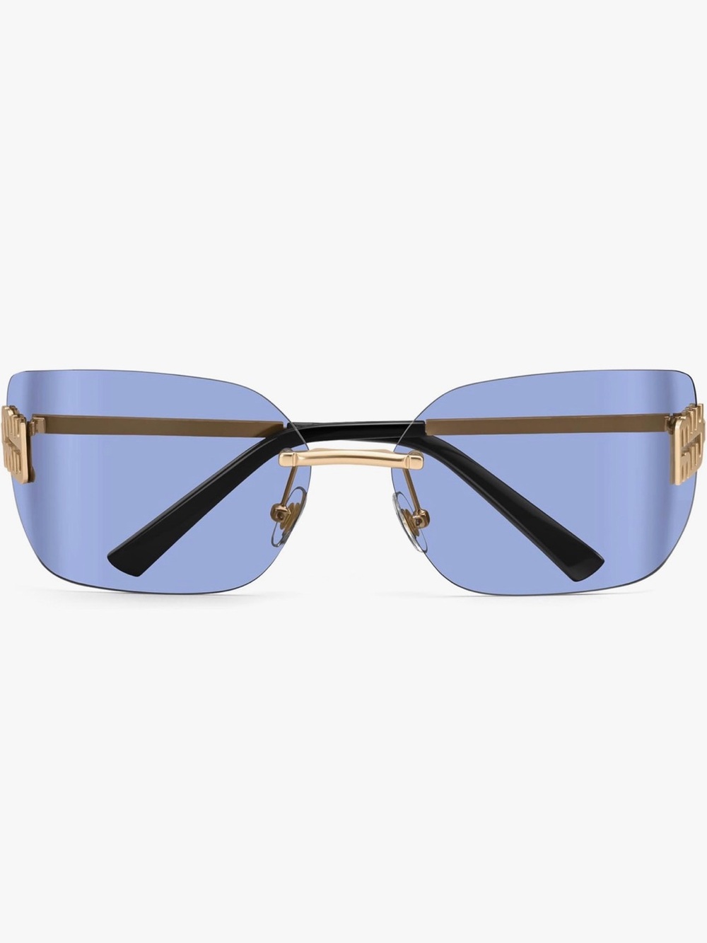 Blue Lens Rimless Sunglasses with Gold Trim - Miu Miu - Picture 2 of 5